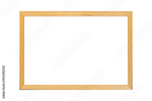 Light wooden rectangular picture frame isolated on a white background