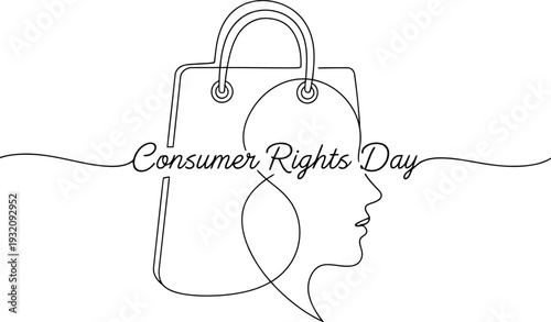 Minimalist Continuous Line Art Consumer Rights Day Concept