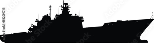 Silhouette of a modern warship or destroyer