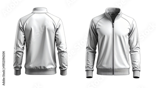 Front and back half zip sweatshirt technical fashion illustration with ribbed cuffs hem, long sleeves and collar mockup