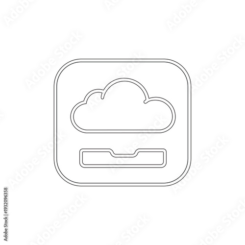 Cloud storage icon, cloud data archive outline vector