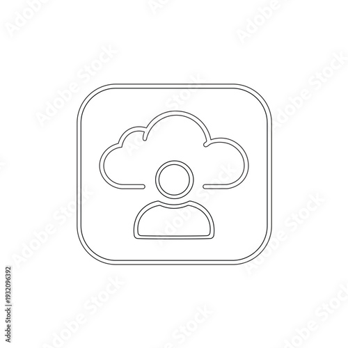 Cloud user access icon, cloud account authentication outline vector