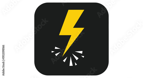 A yellow lightning bolt icon with radiating white sparks on a black background