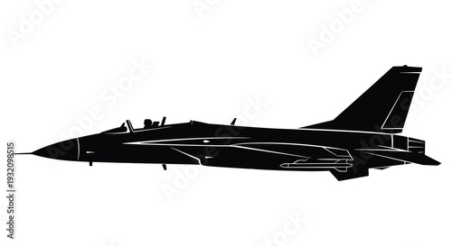 Silhouette of a fighter jet showcasing its aerodynamic design and powerful form