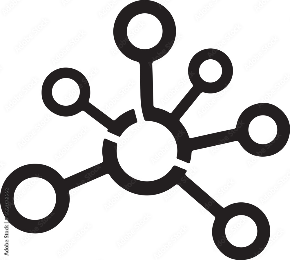 Fototapeta premium Simple network connection diagram icon representing communication and data exchange