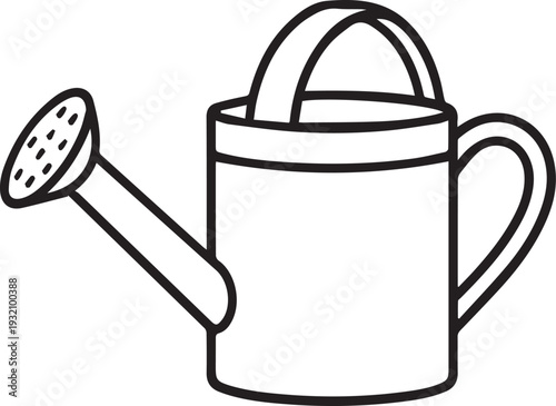 A detailed illustration of a classic watering can, its form elegantly capturing the essence of gardening and nurturing life.