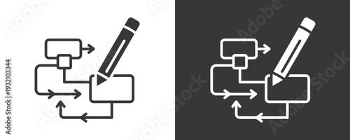 Workflow Design Icon Set Vector Collection Isolated In Black And White