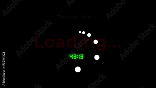 Circle loading glitch animation with dots icon and text display 