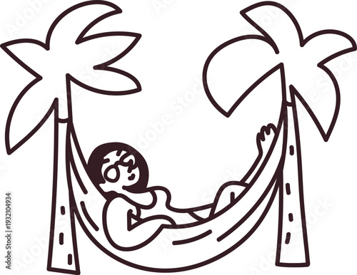 Woman in Hammock Relax Under Palms