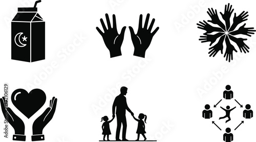 Black and white representing charity, family, and community support concepts donation hands