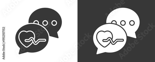 Medical Chat Icon Set Vector Collection Isolated In Black And White