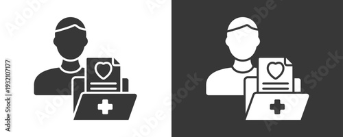 Patient Profile Icon Set Vector Collection Isolated In Black And White