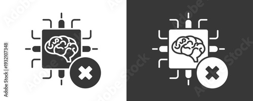 Ai Diagnosis Icon Set Vector Collection Isolated In Black And White