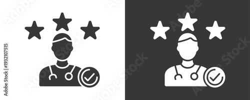 Rating Doctor Icon Set Vector Collection Isolated In Black And White