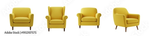 Foto Yellow Modern Armchair Set, Comfortable Upholstered Living Room Furniture, Styli