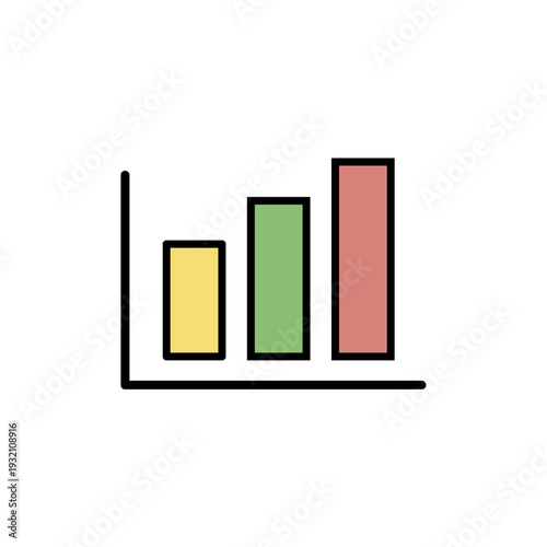 シンプルビジネス分析・成長アイコンシリーズ カラフル棒グラフ