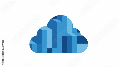 Blue Cloud Computing Icon Graphic.