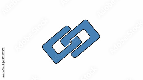 Blue chain link icon symbol.