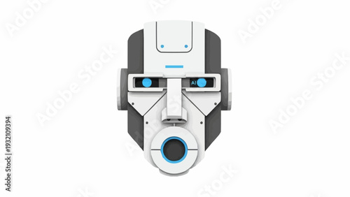 Robot Head With Blue Eyes.