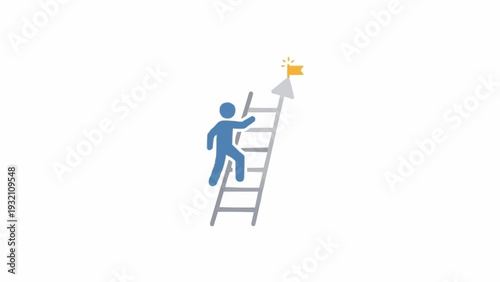 Person Climbing Ladder to Reach Goal.