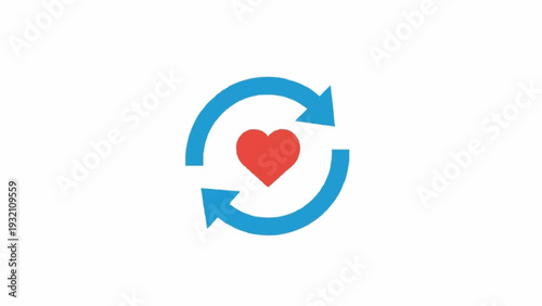 Red Heart Icon with Blue Arrows.