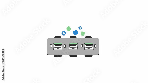Network Switch with Ethernet Ports and Icons.