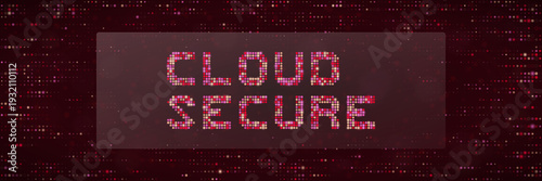 Cybersecurity red team simulation with cloud secure text on digital pixelated background for data safety