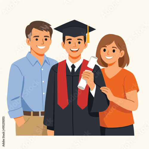 Family joyfully celebrating a graduation milestone