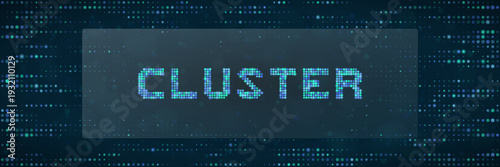 High Performance Computing Cluster Visualization with Digital Data Points and Network Nodes Background