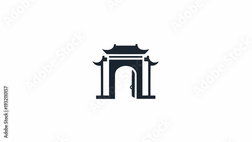 Chinese Gate Archway Icon Symbol.