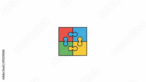 Colorful puzzle pieces fit together.