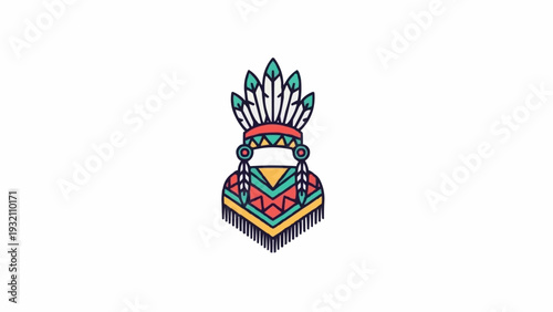 Colorful Native American Headdress Design.