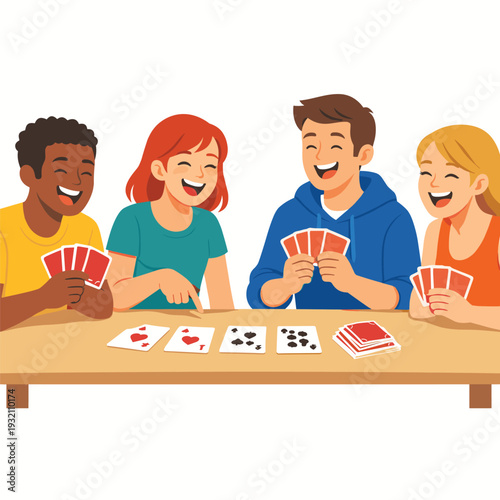 Group of friends enjoying a card game
