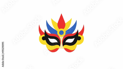 Vibrant colorful mask with feathers.