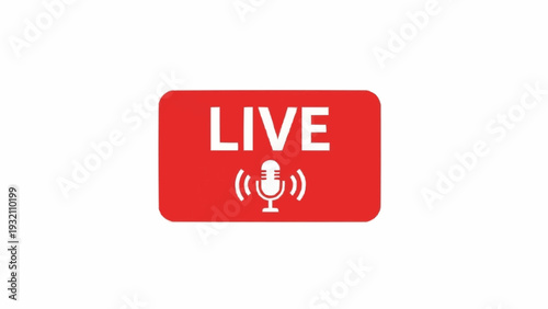 Red live streaming microphone icon.