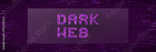 Dark Web Text on Purple Pixelated Background for Cybersecurity Awareness Training and Data Breach Monitoring