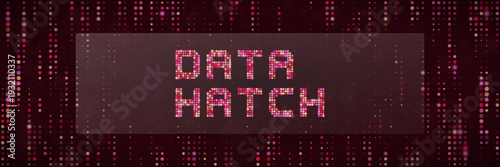 Data Hatch Digital Incubation Concept with Glowing Pixel Text and Matrix Background