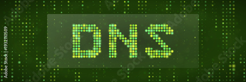 DNS Domain Name System Digital Green Background for Cybersecurity and Network Infrastructure Monitoring