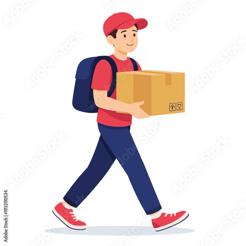 Friendly courier delivering a package