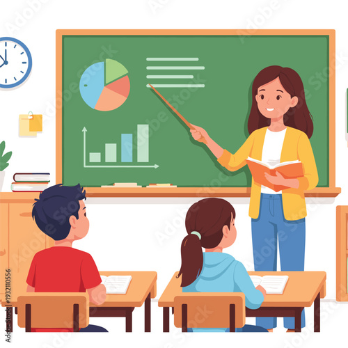 Teacher explaining concepts to students in class