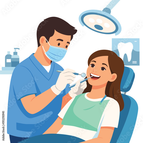 Dentist examining a patient in a clinic