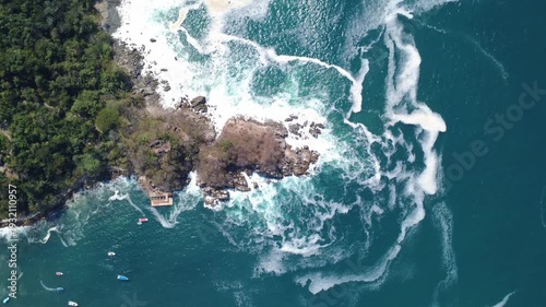 Cenital Aerial of Iconic Rocky Coast, Mismaloya, Puerto Vallarta 1