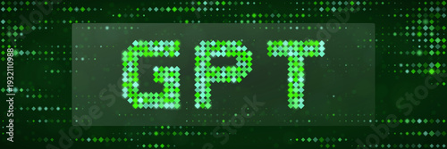 Generative AI Large Language Model Data Visualization with Green Digital Matrix Background