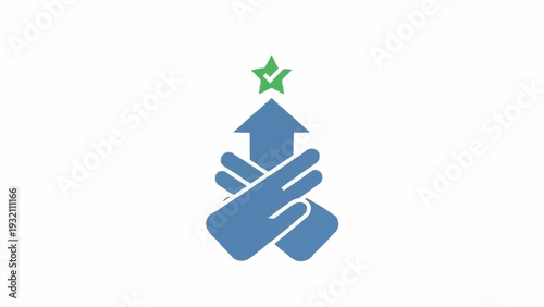 Blue Hands Holding Arrow and Star.