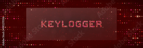 Cybersecurity Keylogger Malware Concept with Red Digital Matrix Background