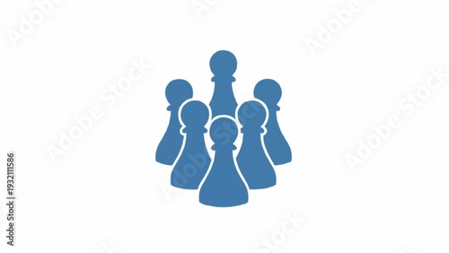 Blue Chess Pieces Group Together.