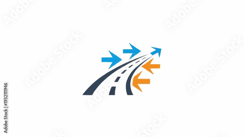 Road with multiple direction arrows.