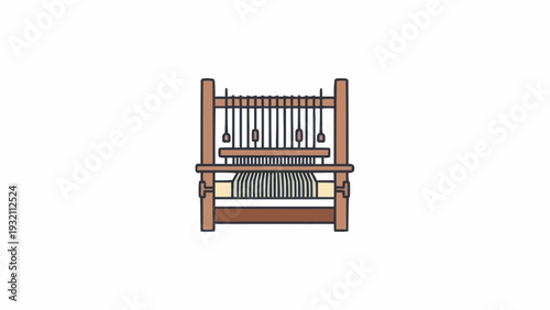 Foto Traditional wooden loom for weaving fabric.