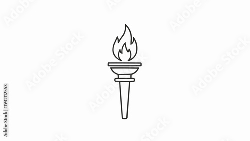 Torch with flame on top burning.