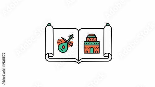 Illustration of an open scroll.